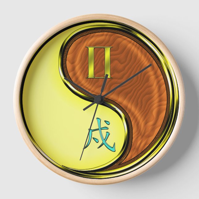 Gemini & Wood Dog Clock (Front)