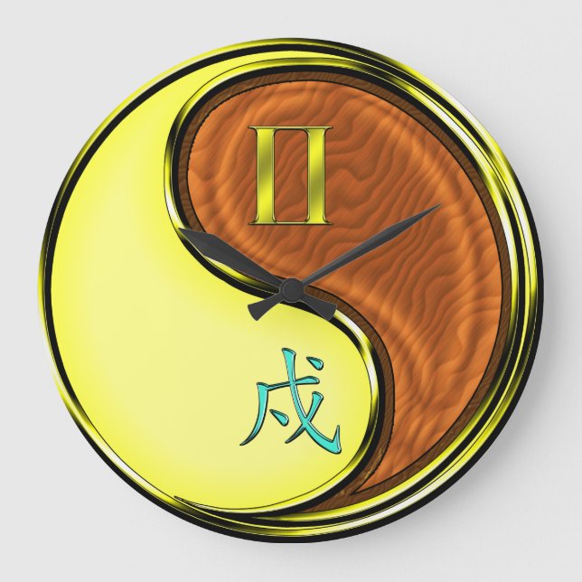 Gemini & Wood Dog Large Clock (Front)