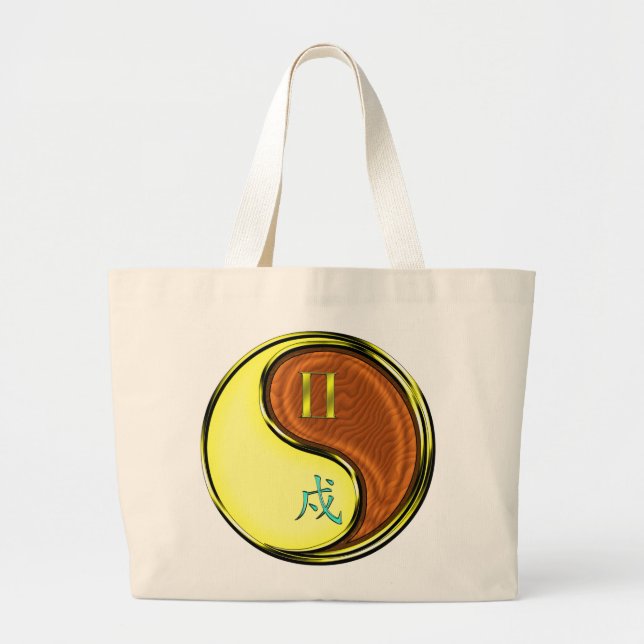 Gemini & Wood Dog Large Tote Bag (Front)