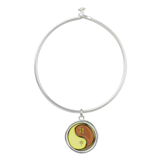 Gemini & Wood Monkey Bangle Bracelet (Front)