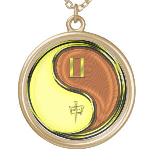 Gemini & Wood Monkey Gold Plated Necklace