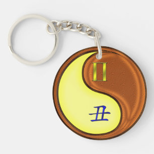 Gemini & Wood Ox Keychain