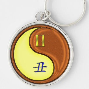 Gemini & Wood Ox Keychain