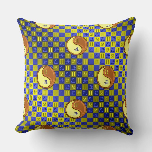 Gemini & Wood Ox Throw Pillow (Front)