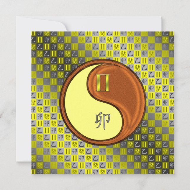 Gemini & Wood Rabbit Card (Front)