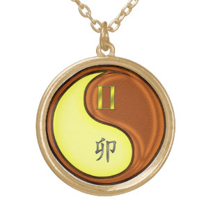 Gemini & Wood Rabbit Gold Plated Necklace