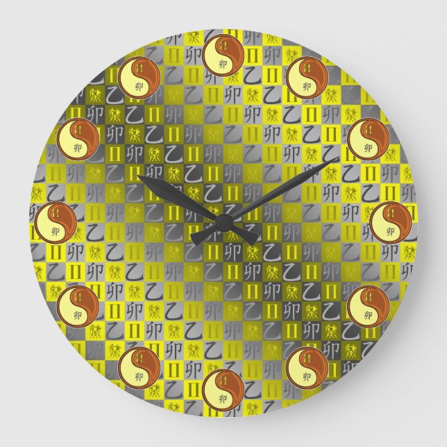Gemini & Wood Rabbit Large Clock (Front)