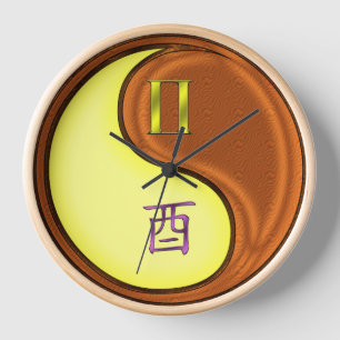 Gemini & Wood Rooster Clock