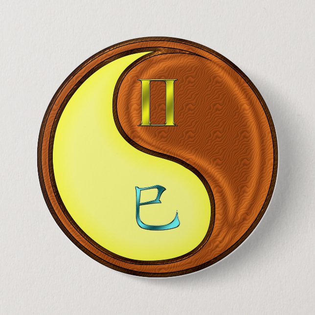 Gemini & Wood Snake Button (Front)