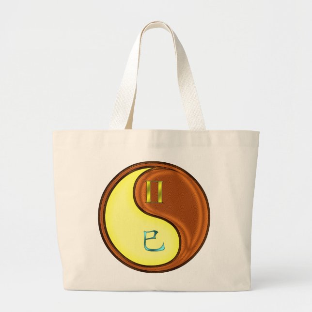Gemini & Wood Snake Large Tote Bag (Front)