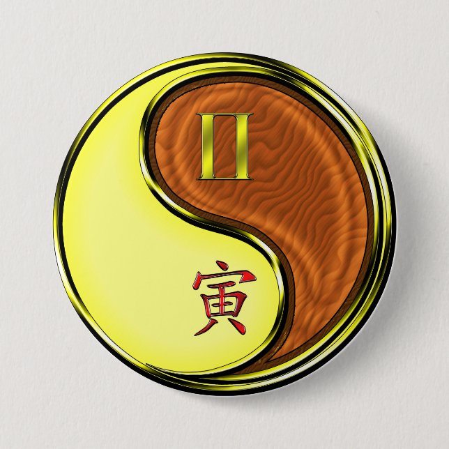 Gemini & Wood Tiger Button (Front)