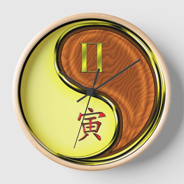 Gemini & Wood Tiger Clock (Front)