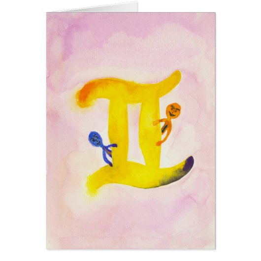 Gemini Yellow Zodiac Symbol Blank Cards (Front)
