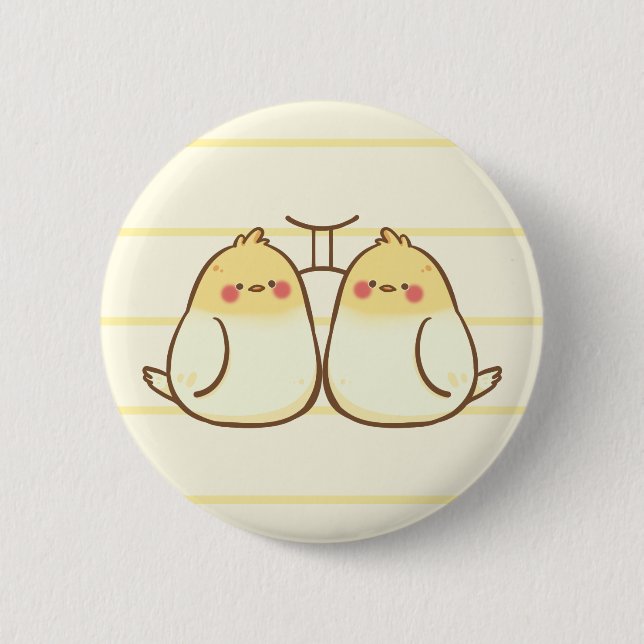 Gemini Zodiac Animal Button (Front)
