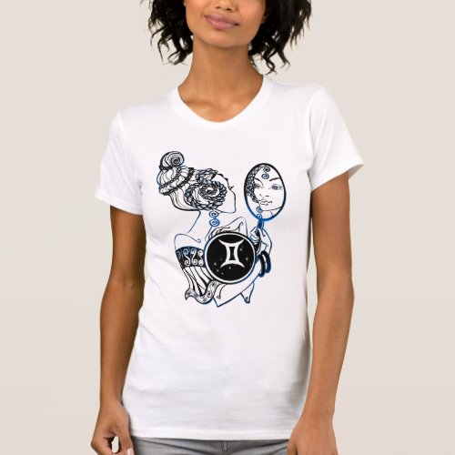 Gemini Zodiac Art Deco Lady T_Shirt