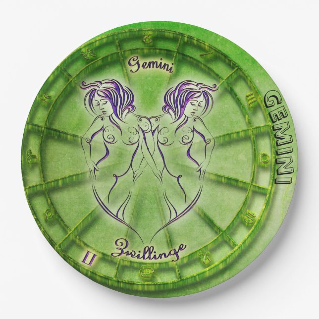 Gemini Zodiac Astrology design Paper Plates (Front)