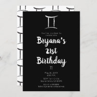 GEMINI Zodiac Astrology May June Birthday Party  Invitation