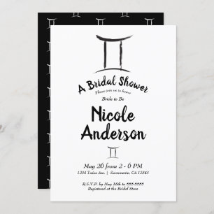 GEMINI Zodiac Astrology May June Bridal Shower Invitation
