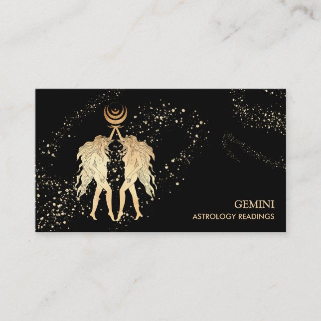 *~* GEMINI  :  Zodiac Astrology Reading Moon Twins Business Card (Front)