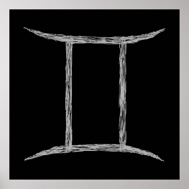 Gemini. Zodiac Astrology Sign. Black. Poster (Front)