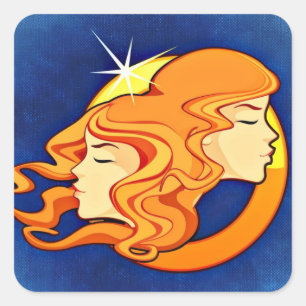 Gemini Zodiac Astrology Symbol Square Sticker