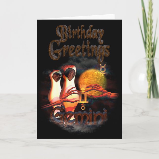 Gemini Zodiac Birthday Greetings by Valxart Card (Front)