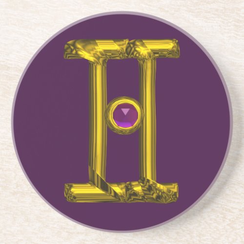 GEMINI ZODIAC BIRTHDAY JEWEL Purple Alexandrite Coaster