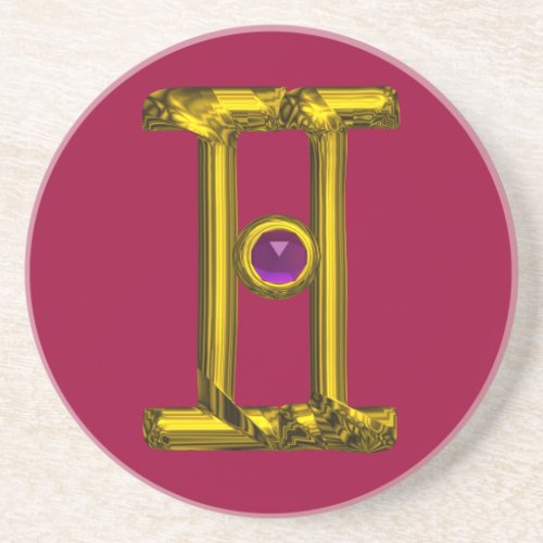 GEMINI ZODIAC BIRTHDAY JEWEL Purple Alexandrite Coaster