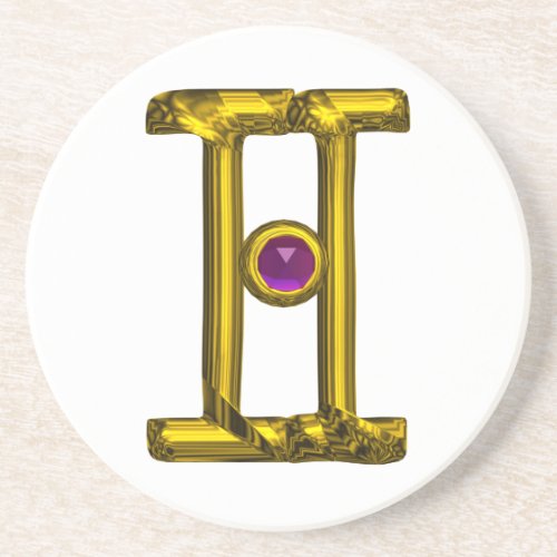 GEMINI ZODIAC BIRTHDAY JEWEL Purple Alexandrite Drink Coaster