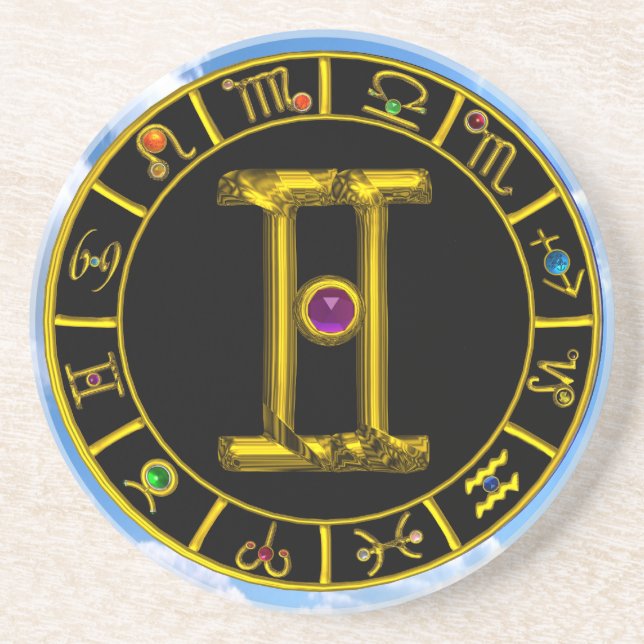 GEMINI ZODIAC BIRTHDAY JEWEL Purple Alexandrite Drink Coaster (Front)