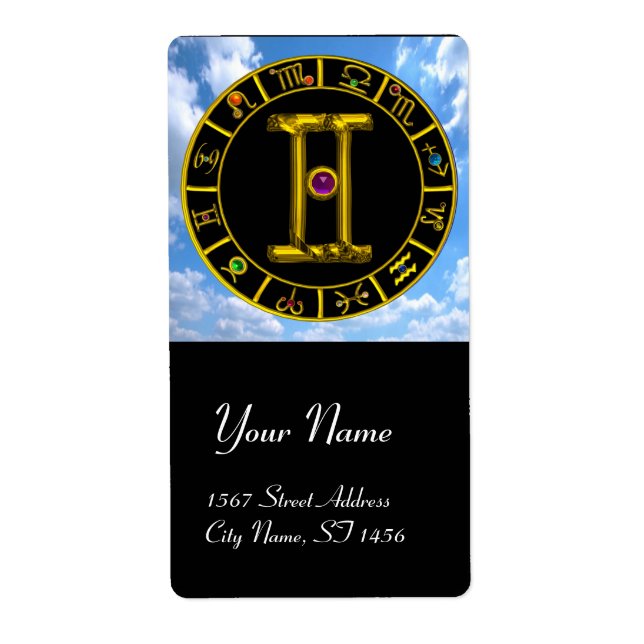 GEMINI ZODIAC BIRTHDAY JEWEL Purple Alexandrite Label (Front)