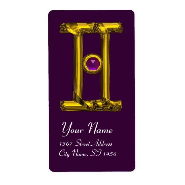 GEMINI ZODIAC BIRTHDAY JEWEL Purple Alexandrite Label (Front)