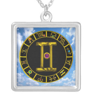 GEMINI ZODIAC BIRTHDAY JEWEL PURPLE ALEXANDRITE SILVER PLATED NECKLACE