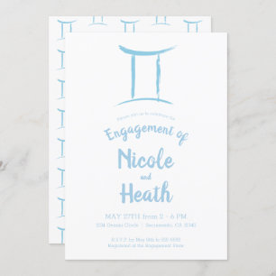 GEMINI Zodiac Blue Astrology May June Engagement Invitation