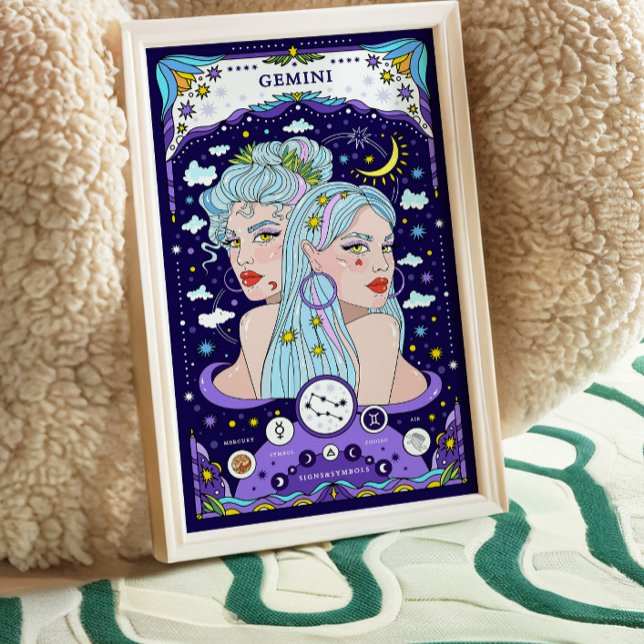 Gemini Zodiac Blue Poster - Versatile and Airy  (Creator Uploaded)