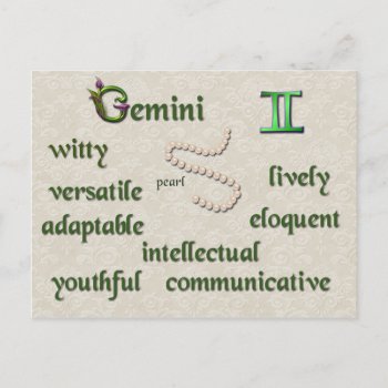 Gemini Zodiac Characteristics Postcard by dickens52 at Zazzle