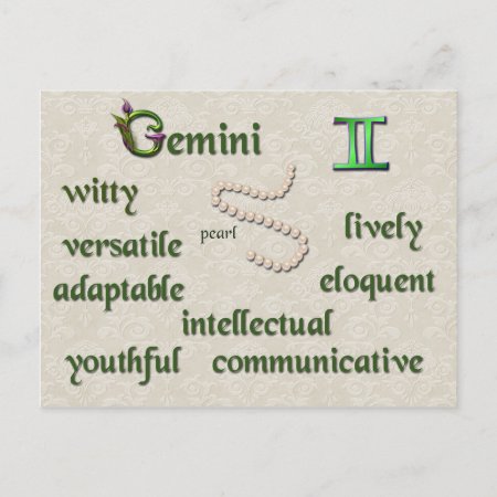 Gemini Zodiac Characteristics Postcard