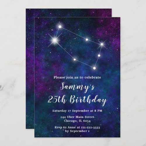 Gemini Zodiac Constellation Birthday Party Invitation