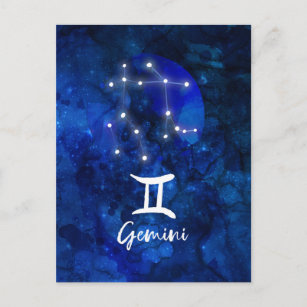 Gemini Zodiac Constellation Blue Galaxy Celestial Postcard