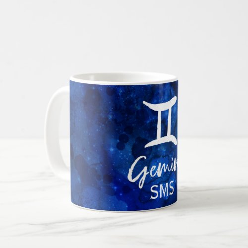 Gemini Zodiac Constellation Blue Galaxy Monogram Coffee Mug