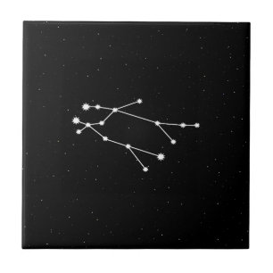 Gemini Zodiac Constellation Modern Black & White Ceramic Tile