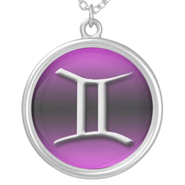 Gemini Zodiac Dark Gradient Purple ~ Necklace (Front)