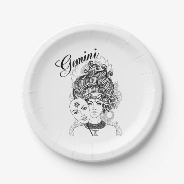 Gemini Zodiac Design  Paper Plates (Front)