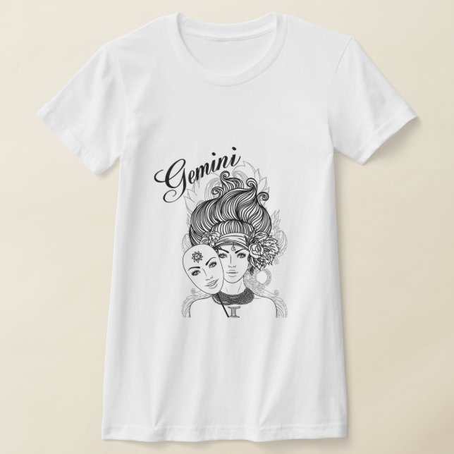 Gemini Zodiac Design  T-Shirt (Laydown)