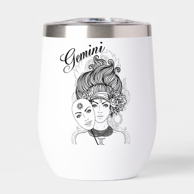 Gemini Zodiac Design  Thermal Wine Tumbler (Front)