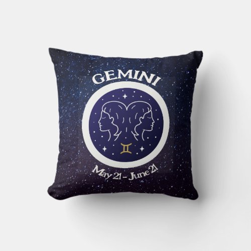 Gemini Zodiac Design Throw Pillow
