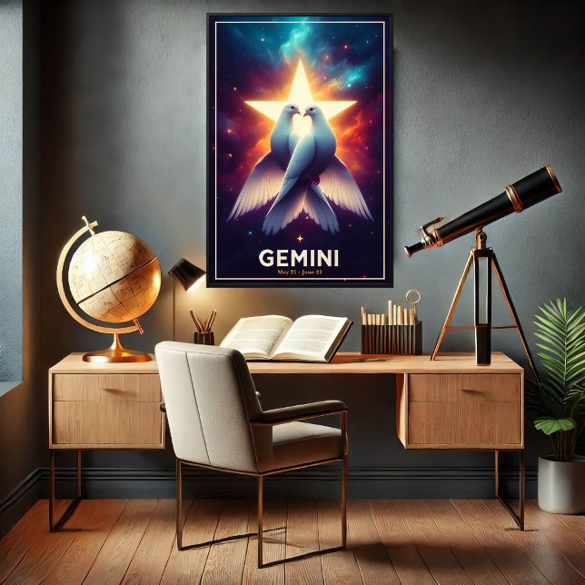 Gemini Zodiac Doves in Harmony Poster (Creator Uploaded)