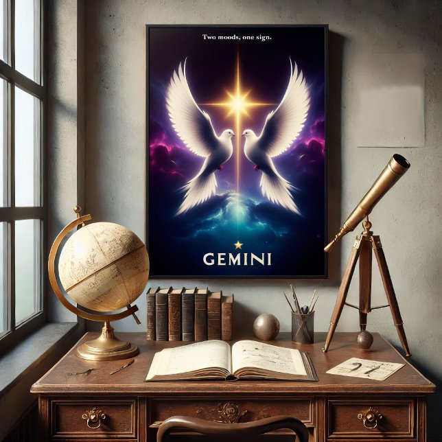 Gemini Zodiac Doves in Harmony Poster (Creator Uploaded)