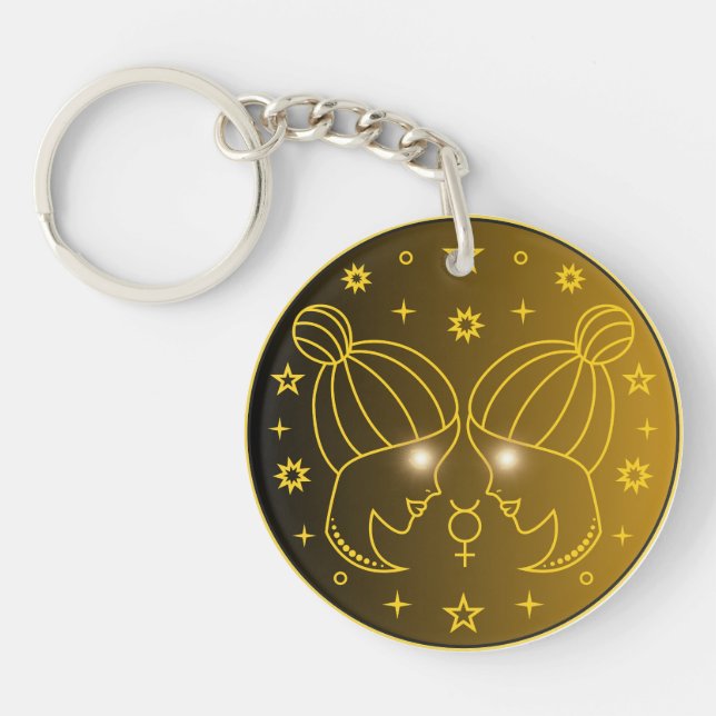 Gemini Zodiac Emblem | Minimal Celestial Symbol Keychain (Front)