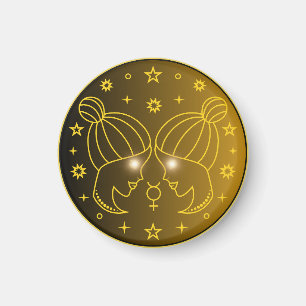 Gemini Zodiac Emblem Minimal Celestial Symbol Magnet